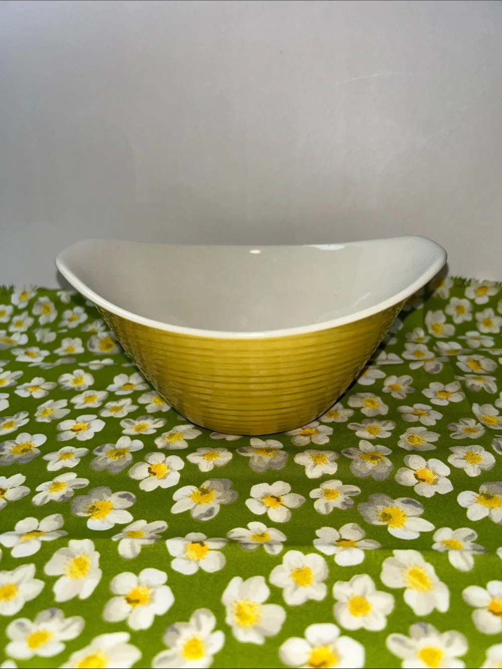 Mid-Century Modern yellow vegetable serving bowl